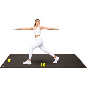 POGAMAT Premium Large Exercise Mat - 10 ft X 6 ft X 1/4" Thick Durable Workout Mat For Home Gym Flooring - Works Great For All Cardio, Yoga Mat, Exercise Bike Mat - Use With Or Without Shoes in Saudi Arabia