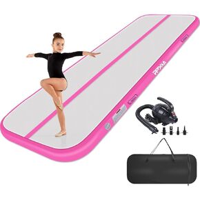 حصيرة المسار الهوائية 6.6 قدم 10 قدم 13 قدم 16 قدم 20 قدم سجادة الجمباز القابلة للنفخ مع مضخة هواء للأطفال البالغين، حصير جمباز سميك 4/8 بوصة للاستخدام المنزلي في صالة الألعاب الرياضية في الهواء الطلق للتدريب على التشجيع in Kuwait