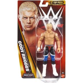 WWE Mattel Cody Rhodes Action Figure, Main Event Series Top Picks, 6-inch Collectible Superstar with 14 Articulation Points & Life-Like Look in Kuwait