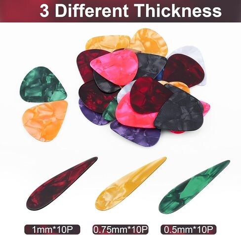 30 Pack Guitar Picks Plectrums, Includes Thin Medium Heavy Thickness, Colorful Celluloid Plectrums for Bass Electric Acoustic Guitars Ukulele in Saudi Arabia