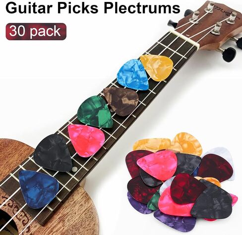 30 Pack Guitar Picks Plectrums, Includes Thin Medium Heavy Thickness, Colorful Celluloid Plectrums for Bass Electric Acoustic Guitars Ukulele in Saudi Arabia