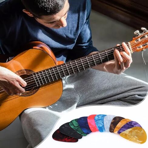 30 Pack Guitar Picks Plectrums, Includes Thin Medium Heavy Thickness, Colorful Celluloid Plectrums for Bass Electric Acoustic Guitars Ukulele in Saudi Arabia
