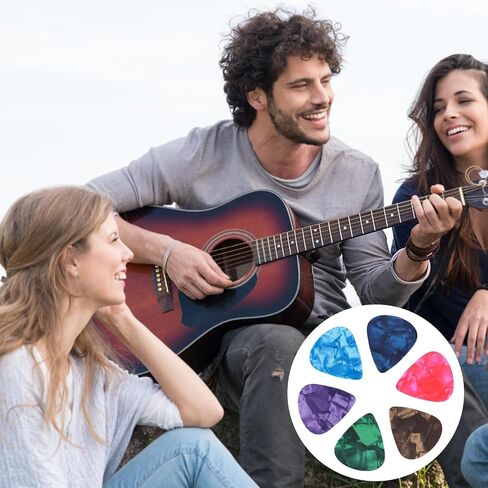 30 Pack Guitar Picks Plectrums, Includes Thin Medium Heavy Thickness, Colorful Celluloid Plectrums for Bass Electric Acoustic Guitars Ukulele in Saudi Arabia