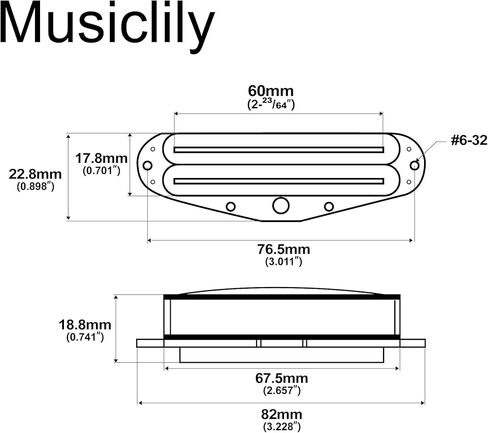 Musiclily Pro ST-DPLC Ceramic Dual Single Coil Sized Humbucker Pickup 6.2K for Strat Style Electric Guitar, White Body Chrome Rail in Saudi Arabia