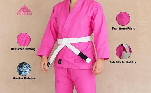 زي BJJ Gi للسيدات خفيف الوزن برازيلي Jiu Jitsu، 350 جرام في المتر المربع كيمونو قطن منكمش مسبقًا لمسابقات التدريب in Kuwait
