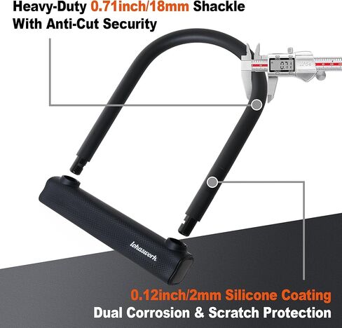قفل الدراجة، قفل U للدراجة شديد التحمل مضاد للسرقة، كابل أمان بطول 18 مم بطول 6 أقدام مع دعامة تثبيت قوية و3 مفاتيح للدراجة الإلكترونية والدراجة النارية والسكوتر الكهربائي in Kuwait