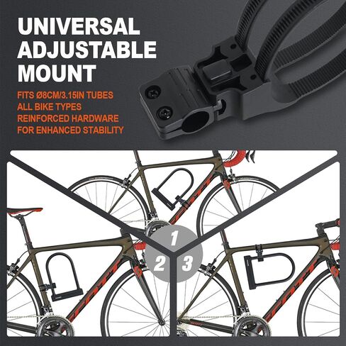 قفل الدراجة، قفل U للدراجة شديد التحمل مضاد للسرقة، كابل أمان بطول 18 مم بطول 6 أقدام مع دعامة تثبيت قوية و3 مفاتيح للدراجة الإلكترونية والدراجة النارية والسكوتر الكهربائي in Kuwait