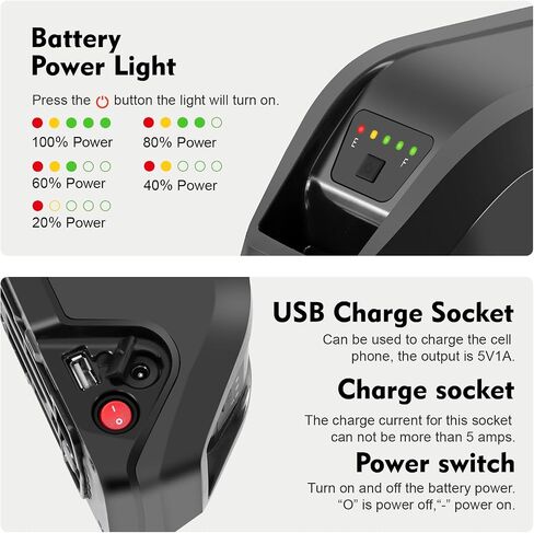 Yose Power 48V 13Ah Ebike Battery for 800W/ 750W/ 500W/ 350W/ 250W/ 100W Motor Electric Bicycle Battery Compatible with Heybike for Race max/Mars 2.0 with USB Port and Keys in Saudi Arabia