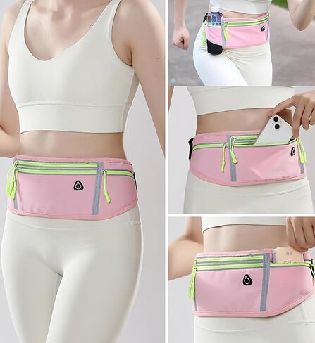 Men Women Running Belt Pack,Reflective Workout Sport Waist Pack Bag,Running Phone Holder Belt with Water Bottle Holder for Workout Walking Cycling,Black in Saudi Arabia
