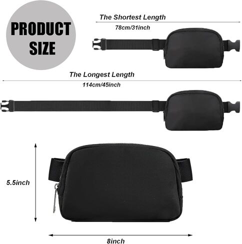 حقيبة خصر للنساء والرجال من Fanny Pack مع حزام حزام قابل للتعديل للسفر أو الاستخدام اليومي (أسود) in Saudi Arabia