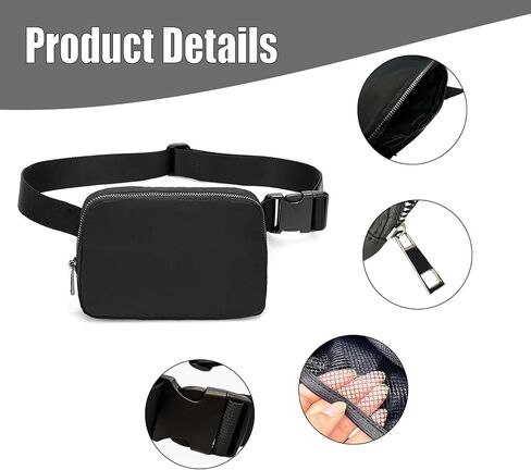 حقيبة خصر للنساء والرجال من Fanny Pack مع حزام حزام قابل للتعديل للسفر أو الاستخدام اليومي (أسود) in Saudi Arabia