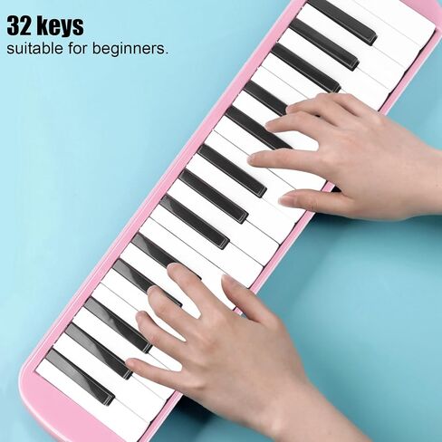 Melodica 32 Key, Musical Education Instrument for Beginner with 2 Soft Long Tubes, 2 Short Mouthpieces and Carrying Bag (2) in Saudi Arabia