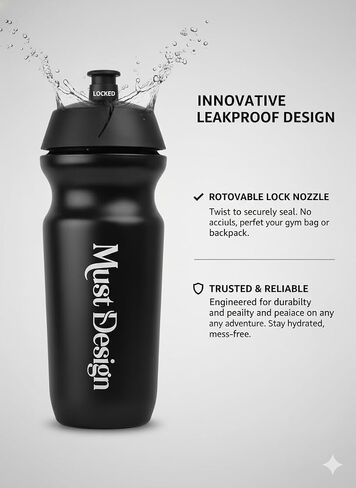 25oz (750) Sports Water Bottle for Gym,Bike & Cycling - 100% Leakproof w/Rotatable Lock Nozzle - BPA-Free, Dishwasher safe & Durable Reusable Plastic Flask Water Bottles in Saudi Arabia