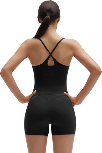 SUUKSESS Women 2 Piece Workout Sets Padded Yoga Tank Top High Waisted Biker Shorts with Pockets in Saudi Arabia