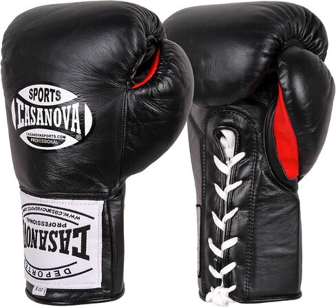 Casanova Boxing® Professional LACE-UP Boxing Fight Gloves (Black/Red Palm, 8 oz) in Saudi Arabia