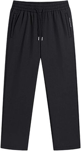Men's Fce Lined Pants, Winter Warm Workout Athletic Sweatpants Casual Water Resistant Trousers with Zipper Pockets in Saudi Arabia