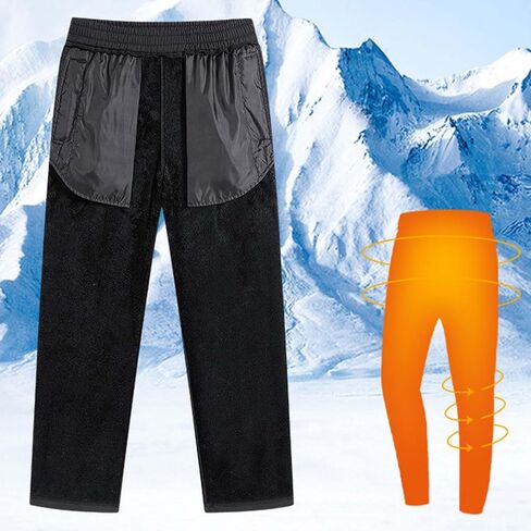 Men's Fce Lined Pants, Winter Warm Workout Athletic Sweatpants Casual Water Resistant Trousers with Zipper Pockets in Saudi Arabia