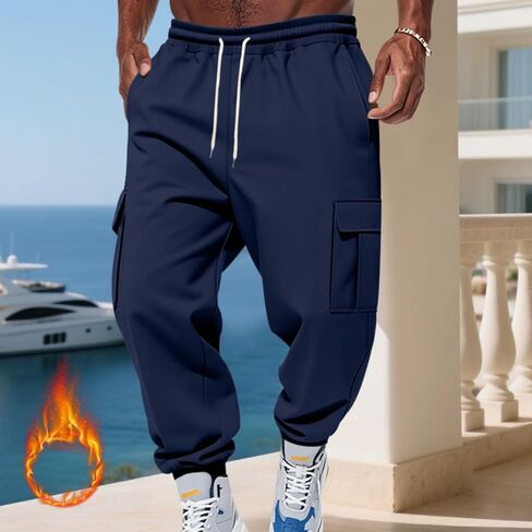 Baggy Sweatpants Men Mencomfy Drawstring Waist Fleece Joggers with Pockets Csaual Hiking Cargo Sweatpants in Kuwait