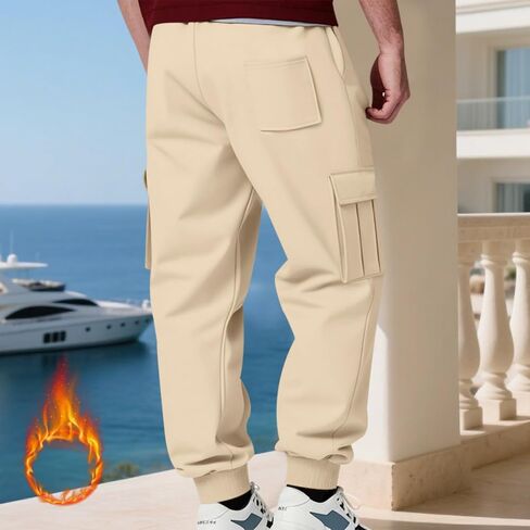 Baggy Sweatpants Men Mencomfy Drawstring Waist Fleece Joggers with Pockets Csaual Hiking Cargo Sweatpants in Kuwait