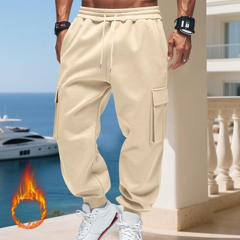 Baggy Sweatpants Men Mencomfy Drawstring Waist Fleece Joggers with Pockets Csaual Hiking Cargo Sweatpants in Kuwait