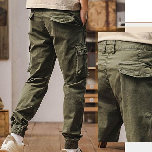 بنطال كاجوال من القطن للرجال من Cargo Joggers، بنطال رياضي فضفاض يسمح بالتهوية مع جيوب متعددة للاستخدام في الهواء الطلق in Saudi Arabia