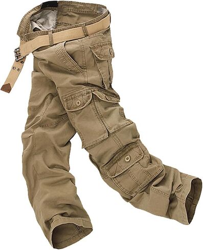 Men's Army Camo Cargo Pants Cotton Canvas Relaxed Fit Work Trousers Casual Outdoor Trousers with Multi-Pockets in Saudi Arabia