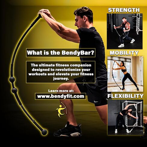 BendyBar شريط مقاومة مرن لحركة المفاصل وتقوية القلب والتوازن - شريط مرجح قابل للانحناء مع مقاومة غير متماثلة وارتفاع قابل للتعديل in Saudi Arabia