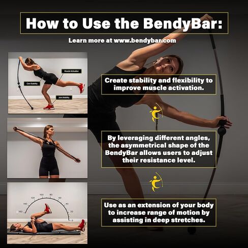 BendyBar شريط مقاومة مرن لحركة المفاصل وتقوية القلب والتوازن - شريط مرجح قابل للانحناء مع مقاومة غير متماثلة وارتفاع قابل للتعديل in Saudi Arabia
