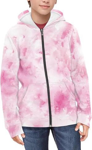 Kid Zip Up Hoodie Sweatshirts for Girl Kawaii Outfit Athletic Hoodies for Teens Long Sleeve Hooded Sweatshirt in Saudi Arabia