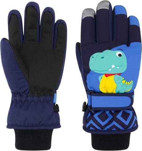 Kids Ski Gloves, Waterproof Winter Warm Snow Gloves for Boys Girls, Snowboard Mittens Ski Skate Mittens with Fleece Lining for Children Age 2-13 Cold Weather Outdoor Sport in Saudi Arabia