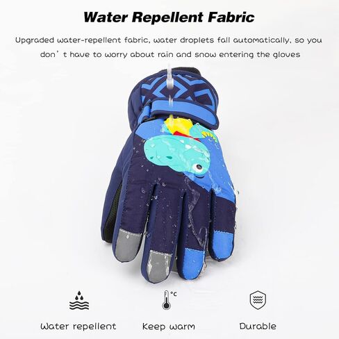 Kids Ski Gloves, Waterproof Winter Warm Snow Gloves for Boys Girls, Snowboard Mittens Ski Skate Mittens with Fleece Lining for Children Age 2-13 Cold Weather Outdoor Sport in Saudi Arabia