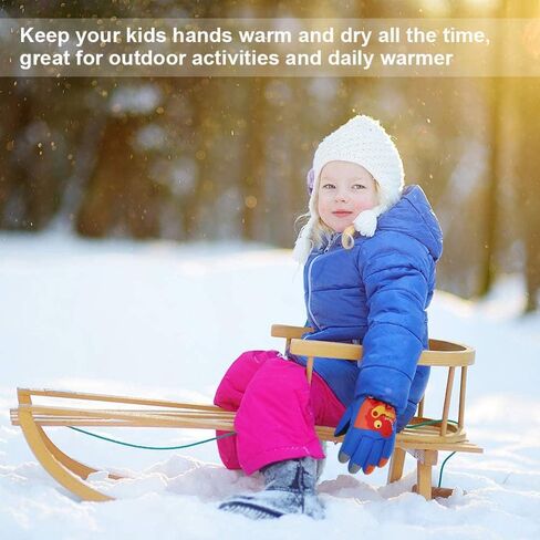 Kids Ski Gloves, Winter Warm Windproof Snow Mittens Girls Boys Cold Weather Gloves for 2~13 Years Old Kids Sledding Snowboard Skating Cycling Running and Outdoor Activities in Saudi Arabia