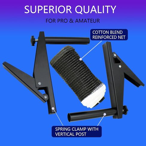 Portable Table Tennis Net with Clamps Collapsible Steel Post Ping Pong Net Set for Indoor/Outdoor Use Includes Clip Grip & Durable Mesh Easy Setup in Saudi Arabia