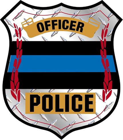 Thin Blue Line Badge Sliver Diamond Plate Style Decal Vinyl Sticker 4" in Saudi Arabia