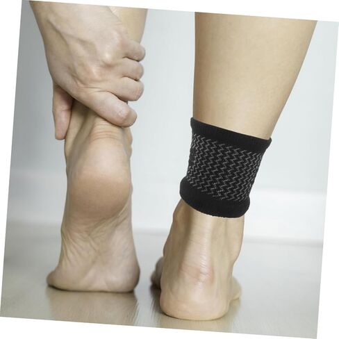 Kisangel 1pair Elastic Ankle Sleeve for Unisex Foot Support Breathable Sweat-wicking Ankle Protector for Yoga Dance Football Skating Black Design Comfortable Fit in Saudi Arabia