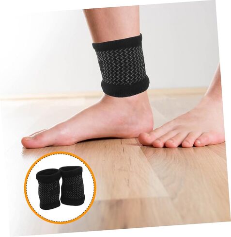 Kisangel 1pair Elastic Ankle Sleeve for Unisex Foot Support Breathable Sweat-wicking Ankle Protector for Yoga Dance Football Skating Black Design Comfortable Fit in Saudi Arabia