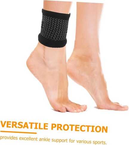 Kisangel 1pair Elastic Ankle Sleeve for Unisex Foot Support Breathable Sweat-wicking Ankle Protector for Yoga Dance Football Skating Black Design Comfortable Fit in Saudi Arabia