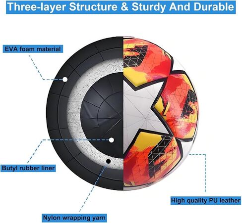 Soccer Ball Size 5, with Pump & Needles, Outdoor Sports Official Match Soccer Ball for Adult Youth Training Practice Ball for Indoor in Saudi Arabia