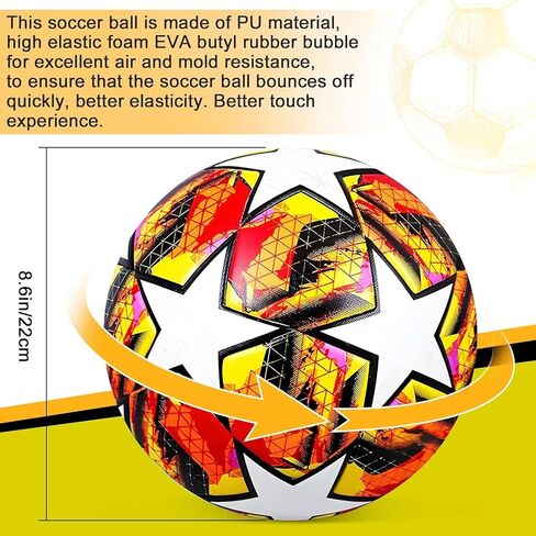 Soccer Ball Size 5, with Pump & Needles, Outdoor Sports Official Match Soccer Ball for Adult Youth Training Practice Ball for Indoor in Saudi Arabia