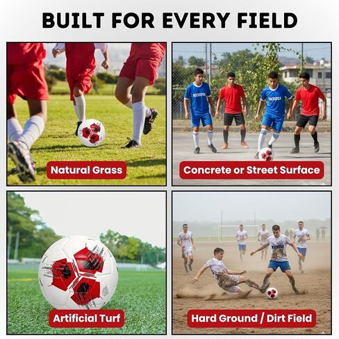Soccer Balls Size 4 & 5 – Thermal Bonded Professional Training Ball for Youth, Kids, & Adult, Club, Leagues, Match Performance – Outdoor Soccer Balls with Pump for Boys & Girls in Saudi Arabia
