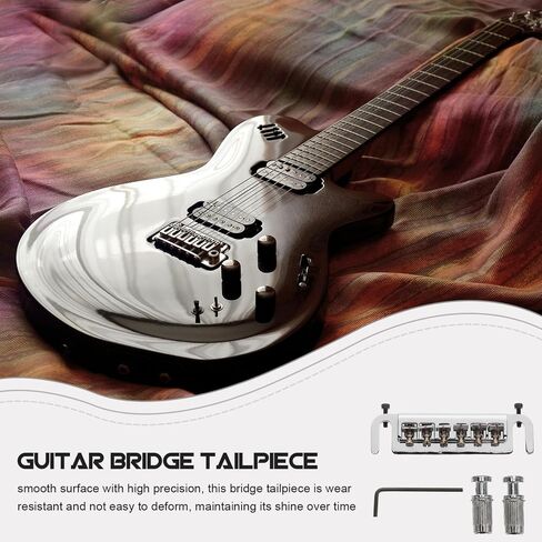 Kisangel Electric Guitar Bridge Tailpiece Tremolo Bridge for Enhanced Tuning Stability Chrome Guitar Parts and Accessories Easy Install Replacement in Saudi Arabia