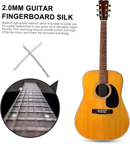 2.0mm Guitar Fret Wires White Copper Fretboard Upgrade Parts for Electric Guitar 10-Piece Set Suitable for Models in Saudi Arabia