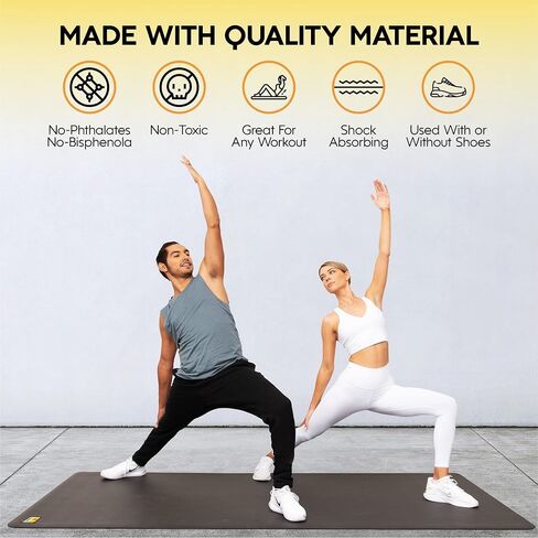 POGAMAT Premium Large Exercise Mat - 10 ft X 6 ft X 1/4" Thick Durable Workout Mat For Home Gym Flooring - Works Great For All Cardio, Yoga Mat, Exercise Bike Mat - Use With Or Without Shoes in Saudi Arabia