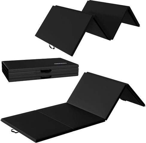 Fitvids 10x4 Feet 4-Panel Folding Gymnastics Mat – 2-Inch Thick Pad with Vinyl Surface and Carrying Handles for Tumbling, Yoga, Pilates, Home Workouts, and Martial Arts in Saudi Arabia
