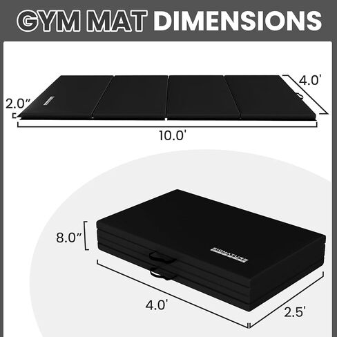 Fitvids 10x4 Feet 4-Panel Folding Gymnastics Mat – 2-Inch Thick Pad with Vinyl Surface and Carrying Handles for Tumbling, Yoga, Pilates, Home Workouts, and Martial Arts in Saudi Arabia