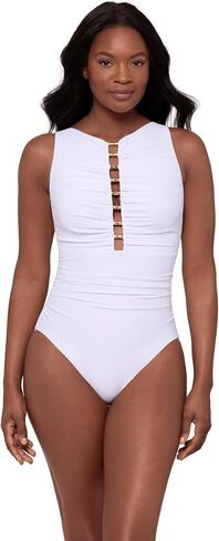 ملابس سباحة نسائية من Miraclesuit Razzle Dazzle Swizzle Underwire برقبة عالية قطعة واحدة in Kuwait