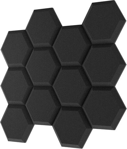 TroyStudio Thick Acoustic Foam Panels, 13.8 X 11.8 X 2 Inches 12 Pcs Hexagon Sound Absorbing Foam, Dense Soundproof Padding Tile, Recording Studio Foam Absorber, Decorative 3D Wall Ceiling Panel in Saudi Arabia