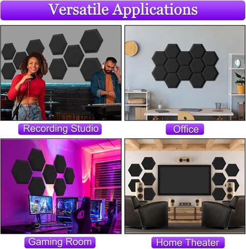 TroyStudio Thick Acoustic Foam Panels, 13.8 X 11.8 X 2 Inches 12 Pcs Hexagon Sound Absorbing Foam, Dense Soundproof Padding Tile, Recording Studio Foam Absorber, Decorative 3D Wall Ceiling Panel in Saudi Arabia