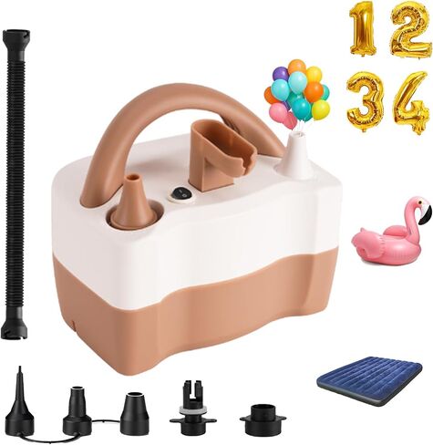 Balloon Pump Electric, Balloon Air Pump for Inflatables, Portable Electric Balloon Pump Blower Machine Dual Nozzle Balloon Inflator Tools for Birthday Decorations in Saudi Arabia