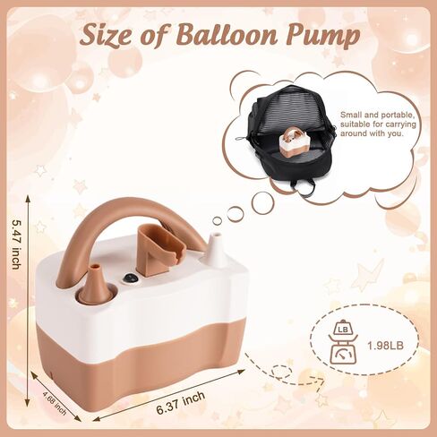 Balloon Pump Electric, Balloon Air Pump for Inflatables, Portable Electric Balloon Pump Blower Machine Dual Nozzle Balloon Inflator Tools for Birthday Decorations in Saudi Arabia